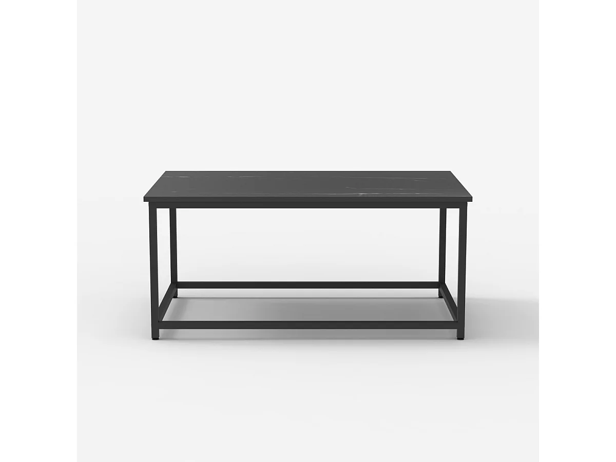 Mesa de centro moderna de 100x60x45 cm efecto mármol Corniola - Negro