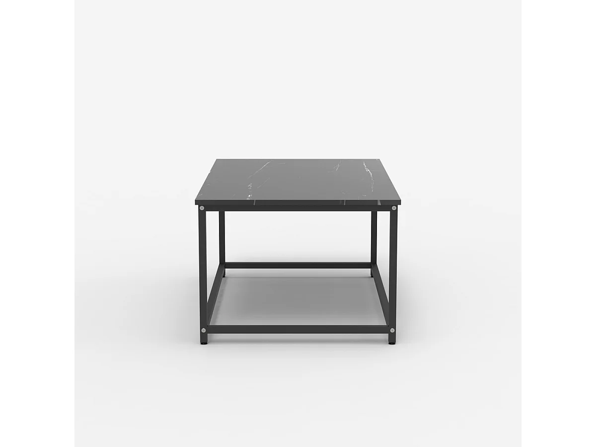 Mesa de centro moderna de 100x60x45 cm efecto mármol Corniola - Negro