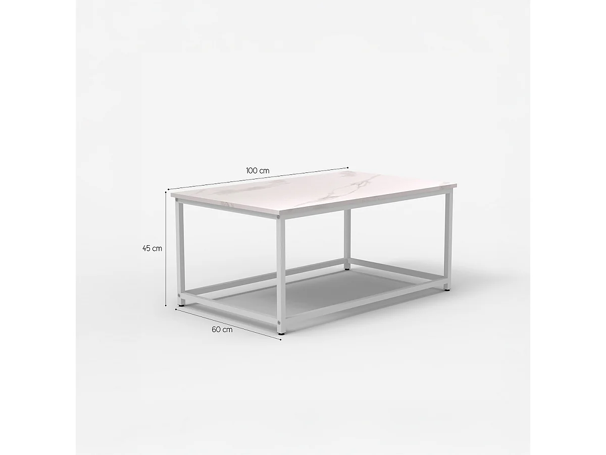 Mesa de centro moderna de 100x60x45 cm efecto mármol Corniola - Negro