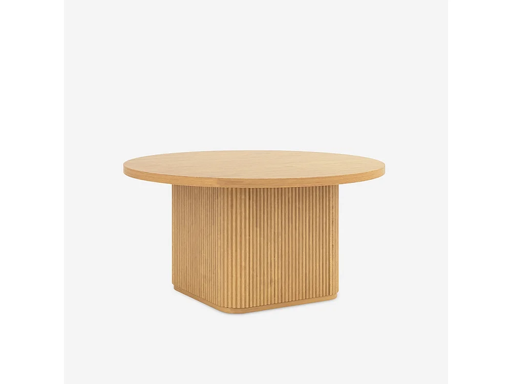 Tavolino da salotto in legno nero rotondo 80x45cm scanalato Vaik - Legno Naturale