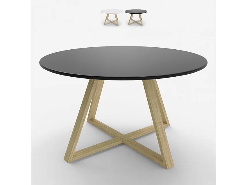 Tavolino basso da caffè salotto stile scandinavo rotondo 80cm Krize - Nero