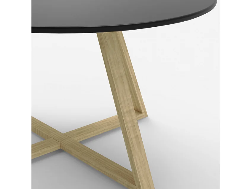 Tavolino basso da caffè salotto stile scandinavo rotondo 80cm Krize - Nero