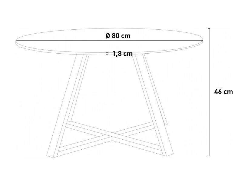 Tavolino basso da caffè salotto stile scandinavo rotondo 80cm Krize - Nero