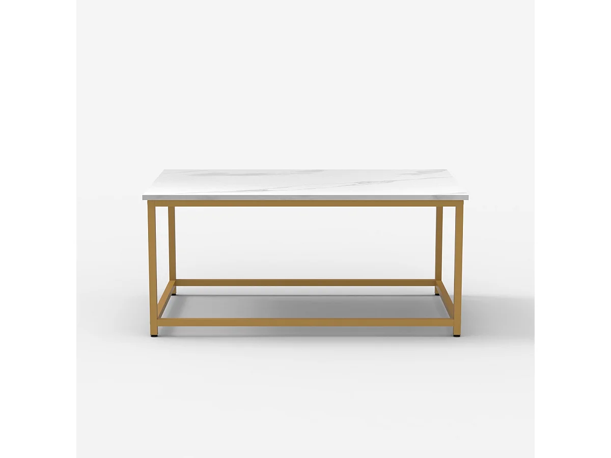 Mesa de centro moderna de 100x60x45 cm efecto mármol Corniola - Oro
