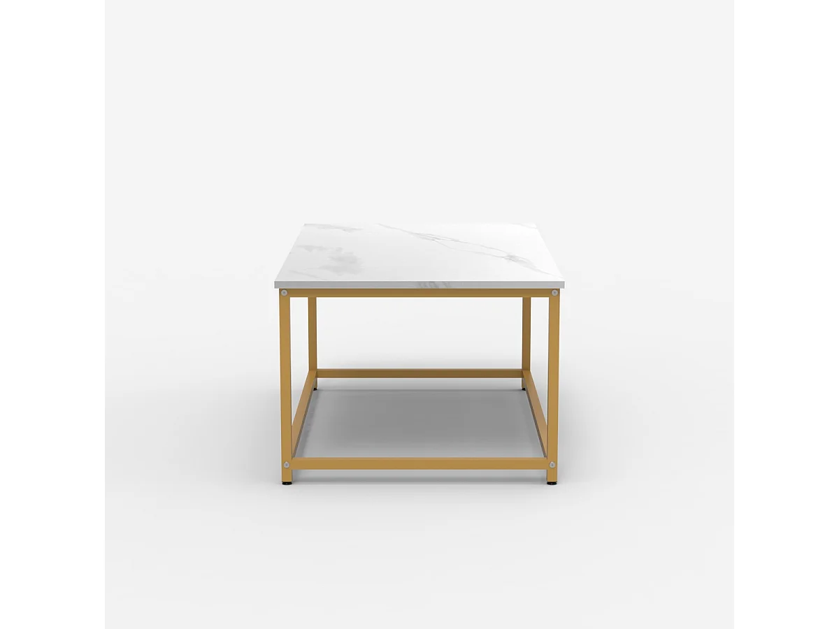Mesa de centro moderna de 100x60x45 cm efecto mármol Corniola - Oro