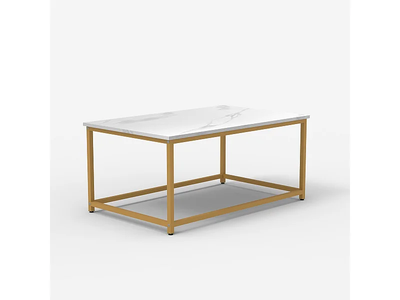 Mesa de centro moderna de 100x60x45 cm efecto mármol Corniola - Oro