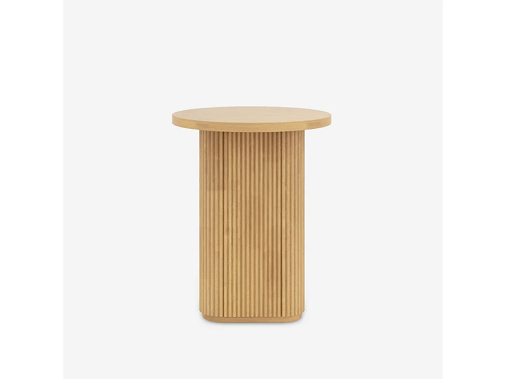 Couchtisch 45x55cm rund Wohnzimmer gerilltes Holz schwarz Quid - Natur