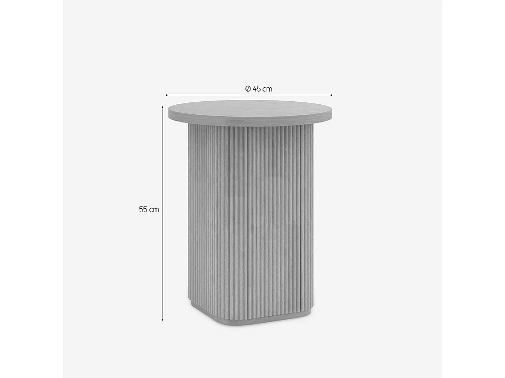 Couchtisch 45x55cm rund Wohnzimmer gerilltes Holz schwarz Quid - Natur