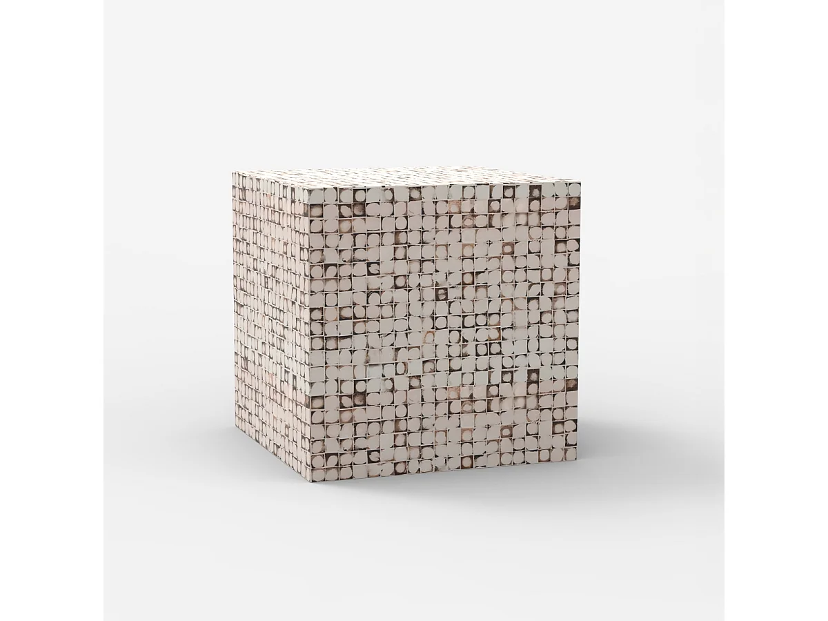 Table basse carrée contemporaine en bois incrusté Manju - Blanc