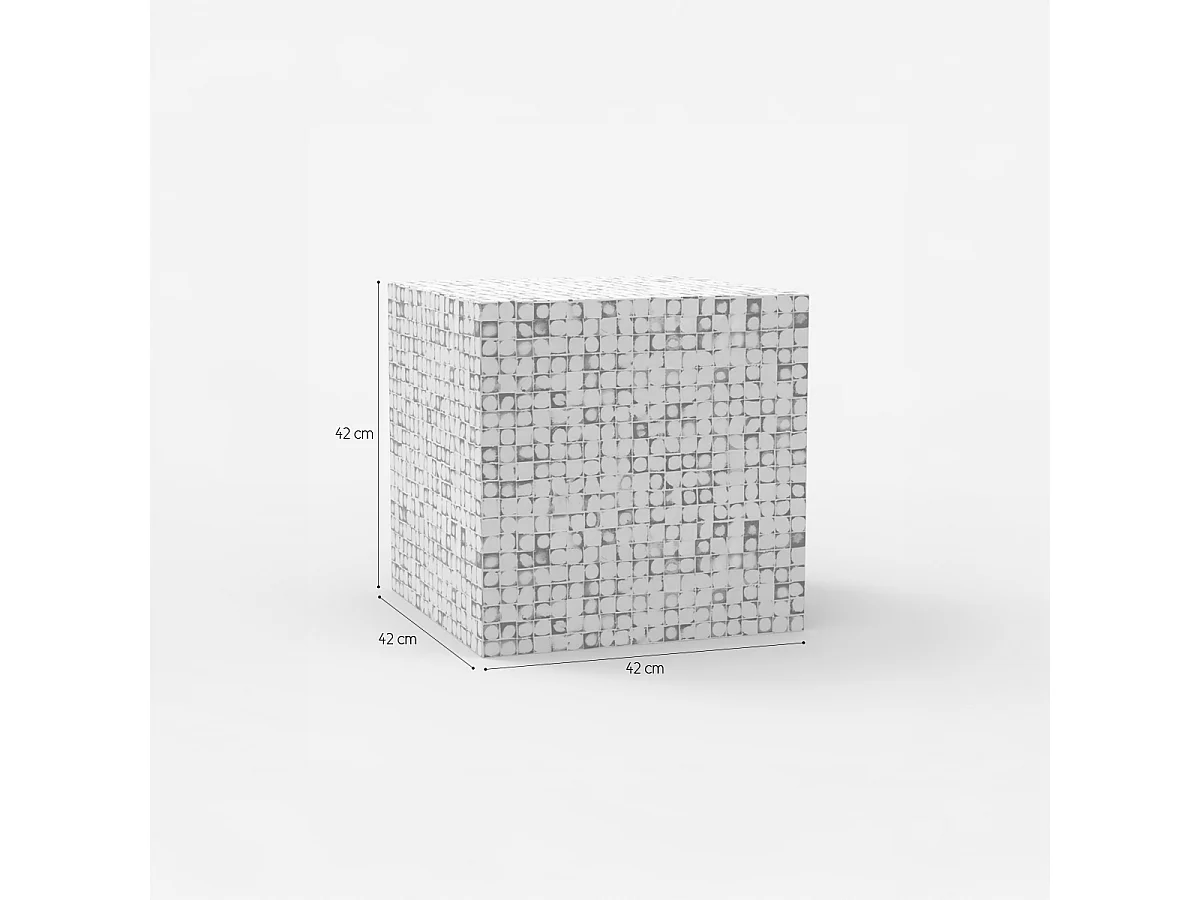 Table basse carrée contemporaine en bois incrusté Manju - Blanc