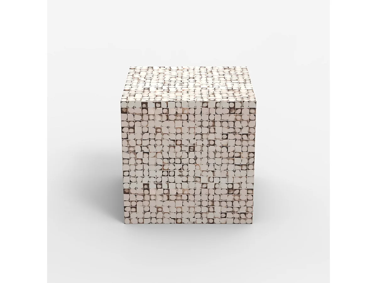 Mesa cuadrada moderna de salón de madera incrustada Manju - Blanco