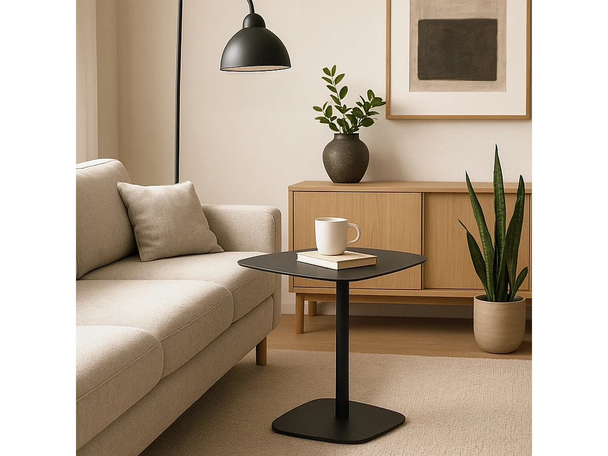 Tavolino basso da salotto design contemporaneo in metallo nero Dusk