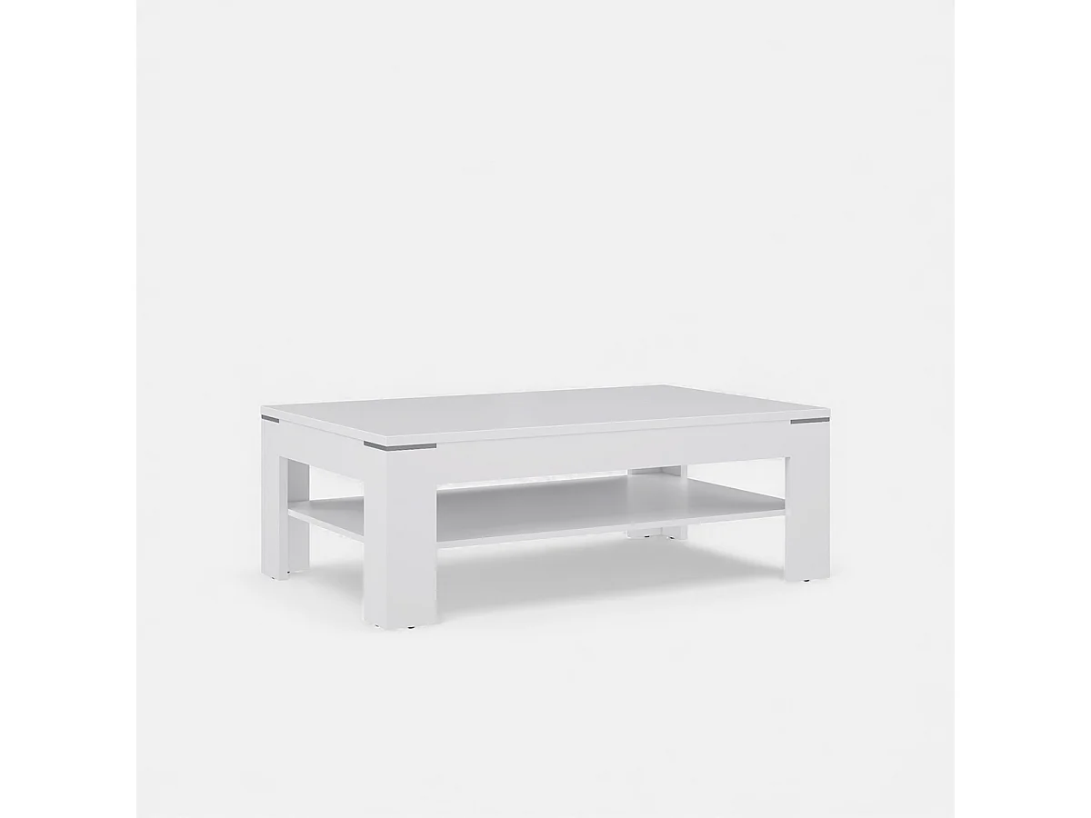 Mesa de centro blanca con estante inferior 120x43x75 Snow