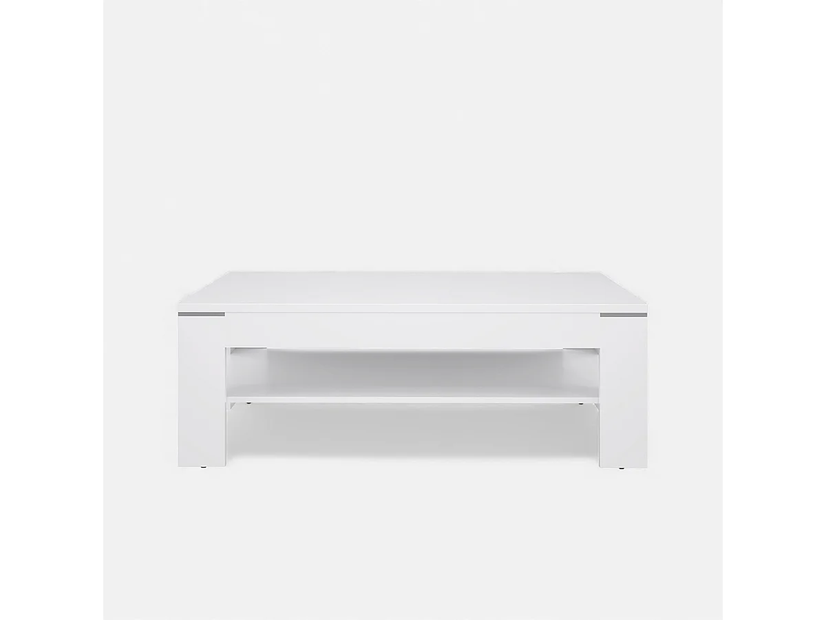 Mesa de centro blanca con estante inferior 120x43x75 Snow