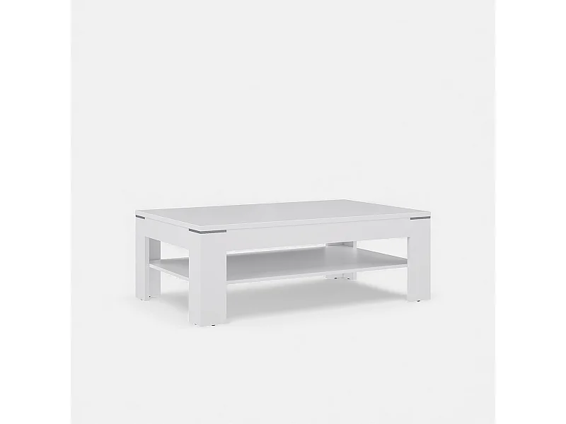Mesa de centro blanca con estante inferior 120x43x75 Snow