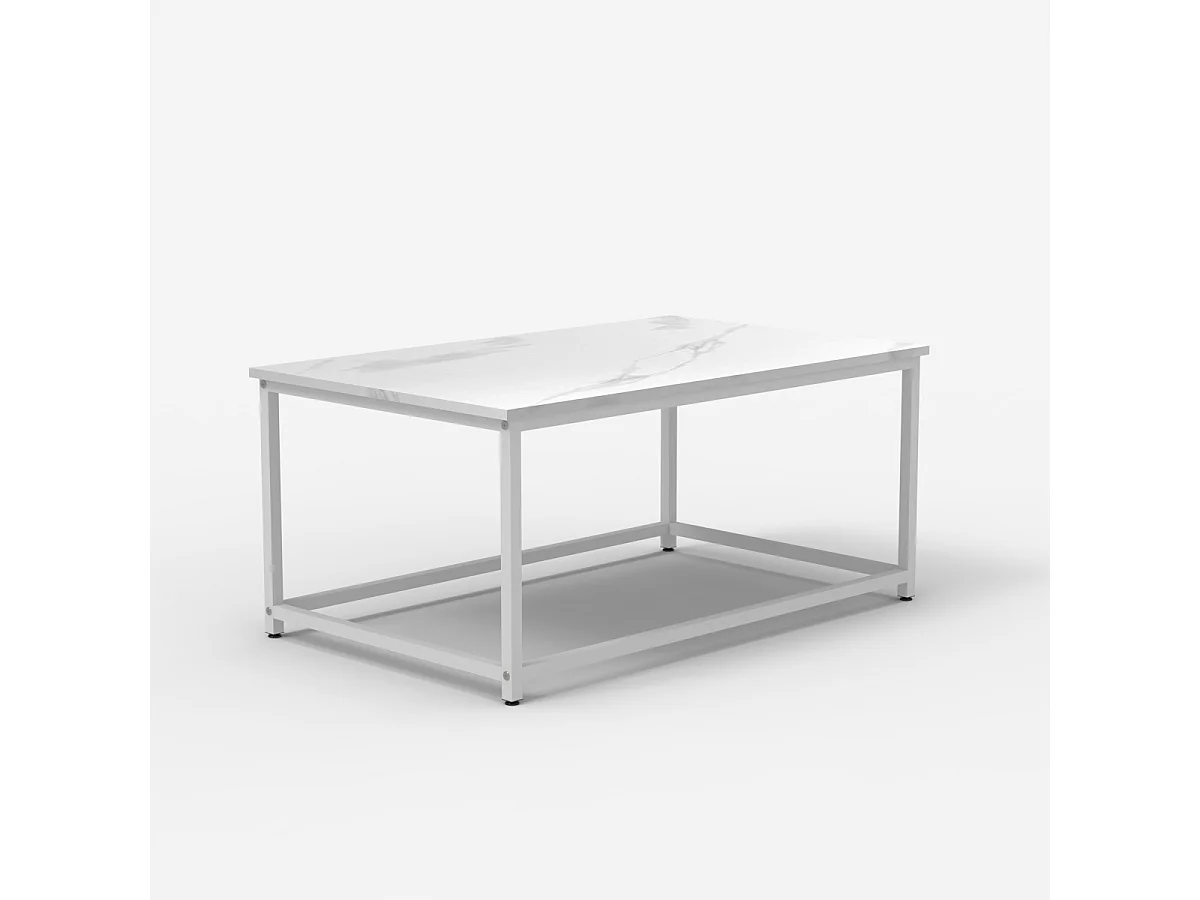 Mesa de centro moderna de 100x60x45 cm efecto mármol Corniola - Blanco