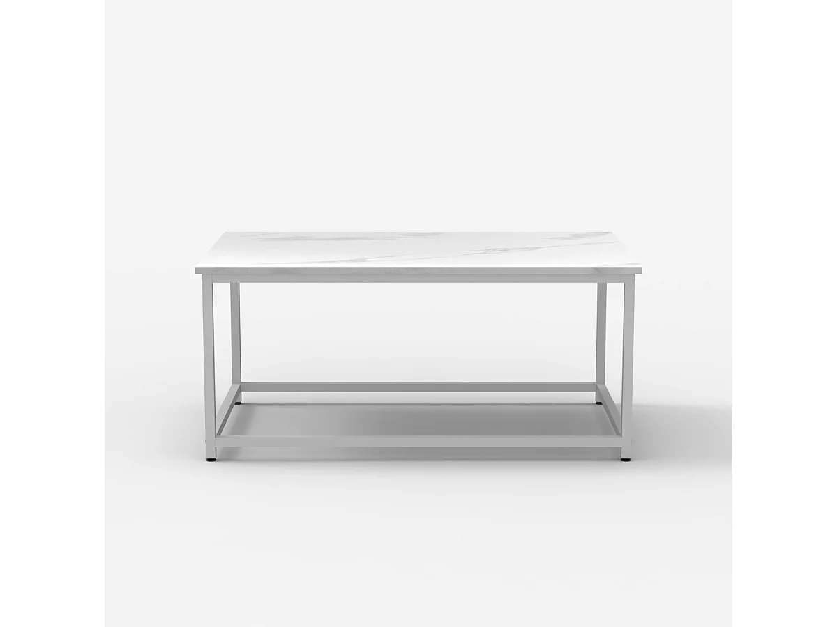 Mesa de centro moderna de 100x60x45 cm efecto mármol Corniola - Blanco