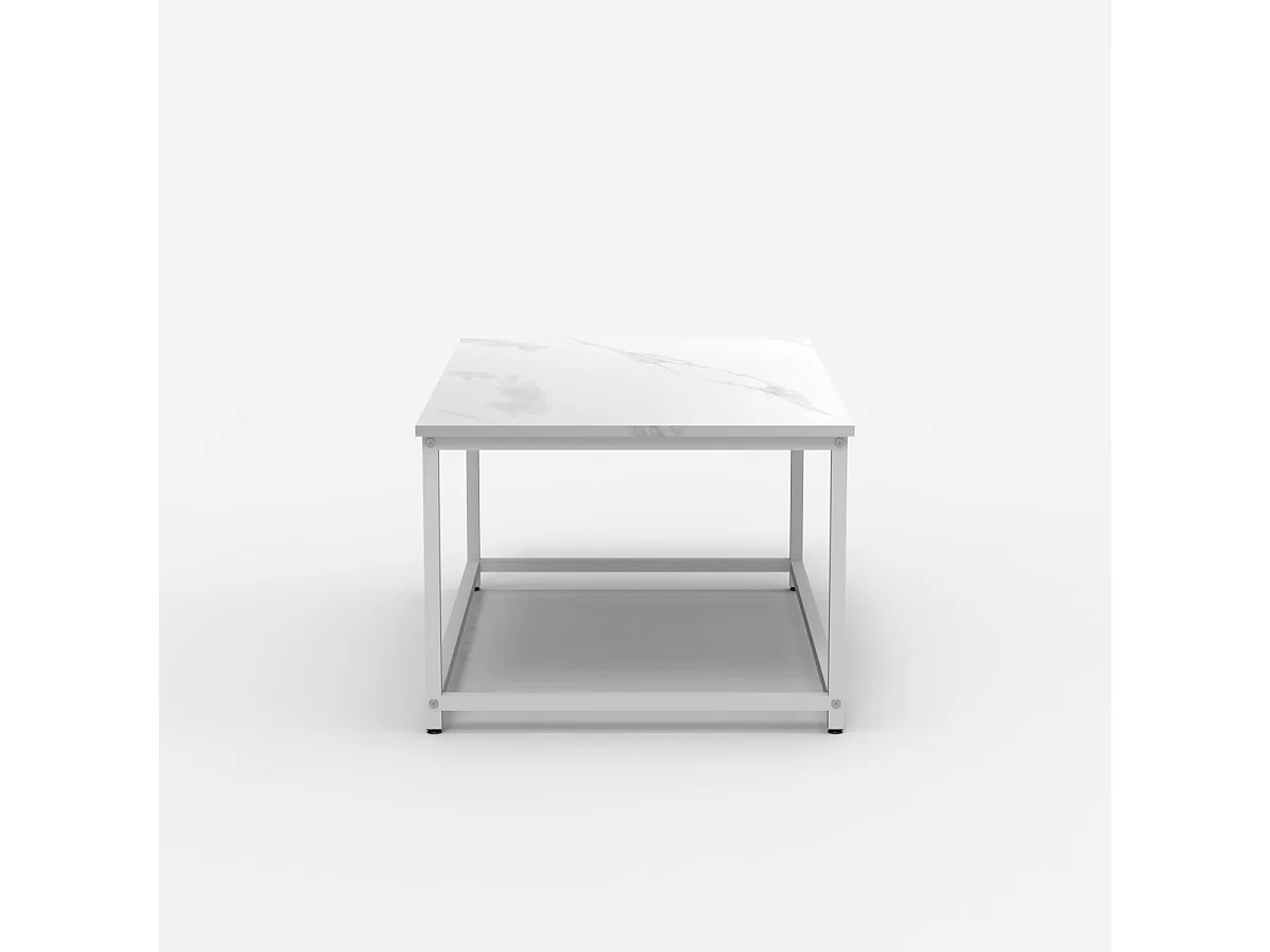 Mesa de centro moderna de 100x60x45 cm efecto mármol Corniola - Blanco
