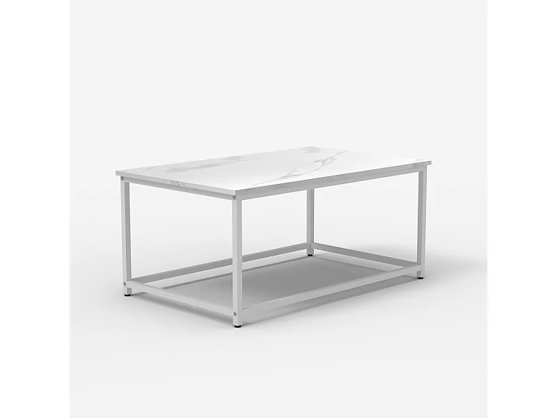 Tavolino da salotto contemporaneo 100x60x45cm effetto marmo Corniola - Bianco