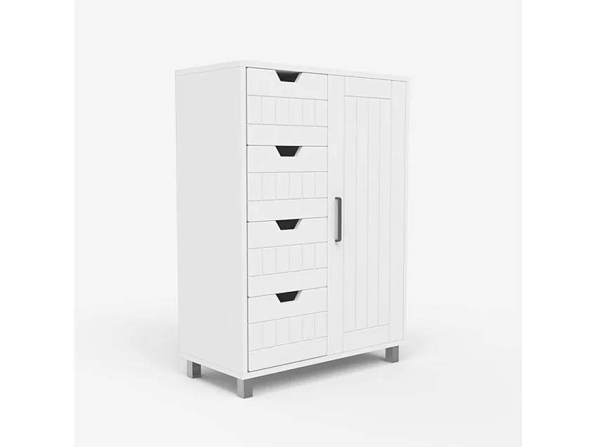 Kommode mit 4 Schubladen und 2 Regalen für das Badezimmer oder Schlafzimmer Rendel - Weiß