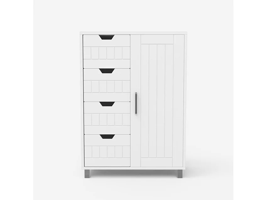 Kommode mit 4 Schubladen und 2 Regalen für das Badezimmer oder Schlafzimmer Rendel - Weiß