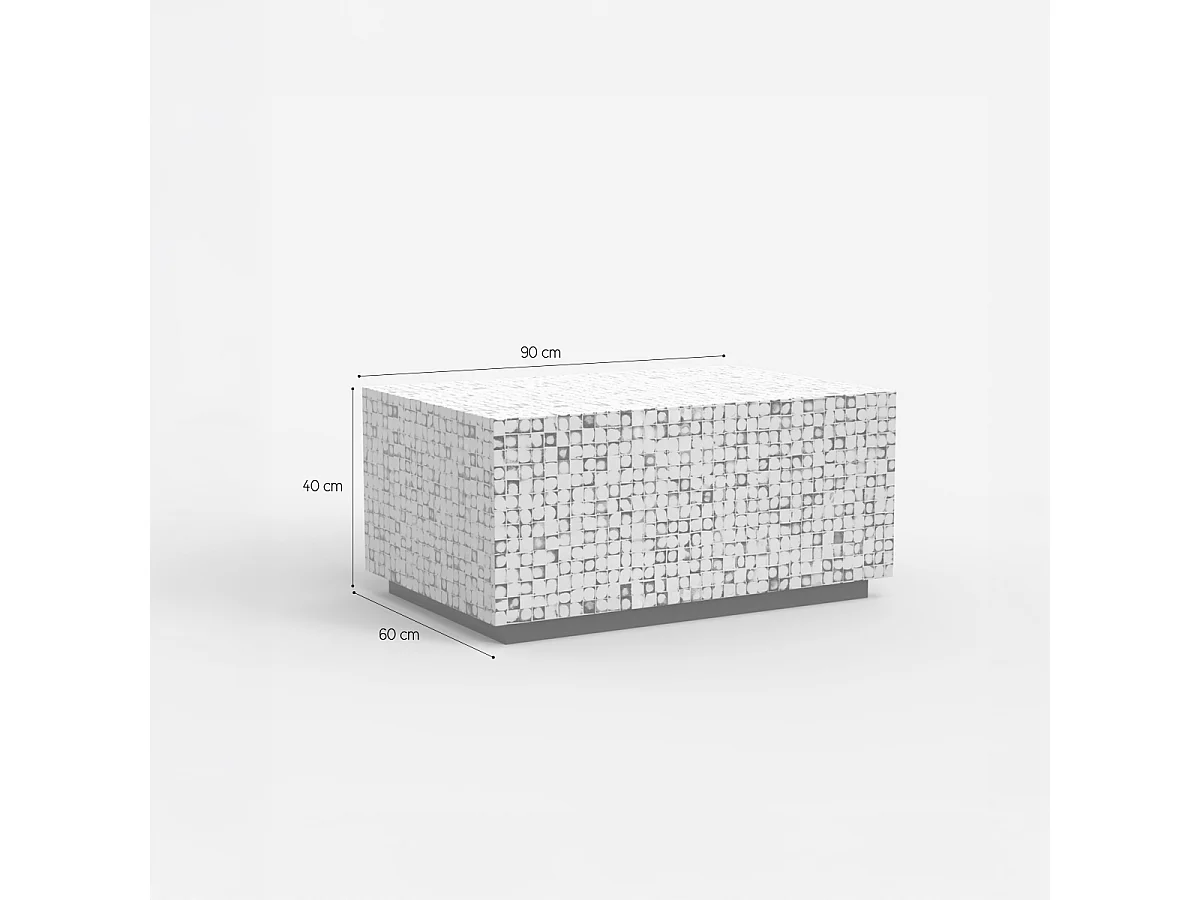 Table basse rectangulaire en bois artisanal incrusté Kala