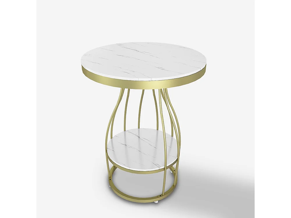 Mesa de centro redonda de metal negro dorado mármol 45x63cm Neep L - Gold