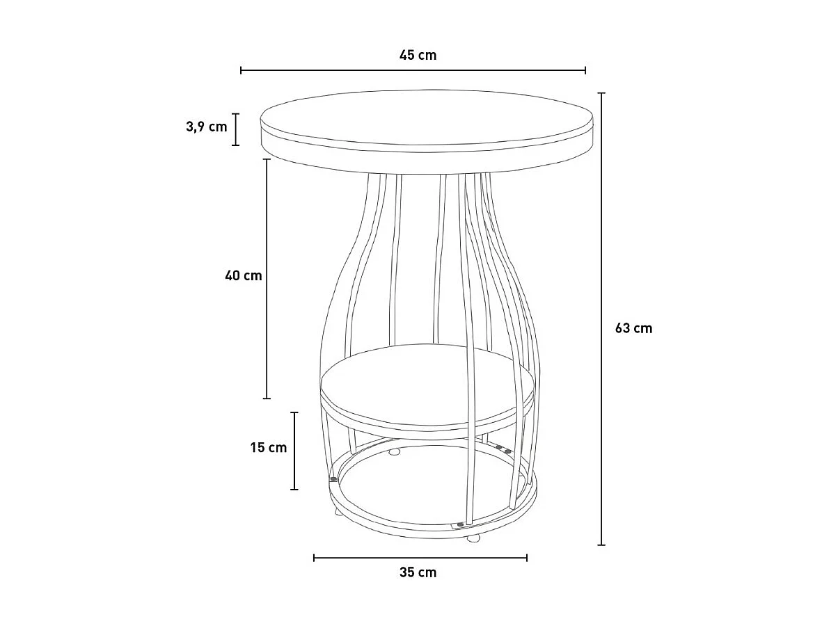 Mesa de centro redonda de metal negro dorado mármol 45x63cm Neep L - Gold