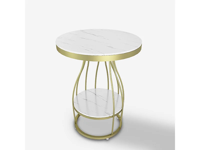 Mesa de centro redonda de metal negro dorado mármol 45x63cm Neep L - Gold