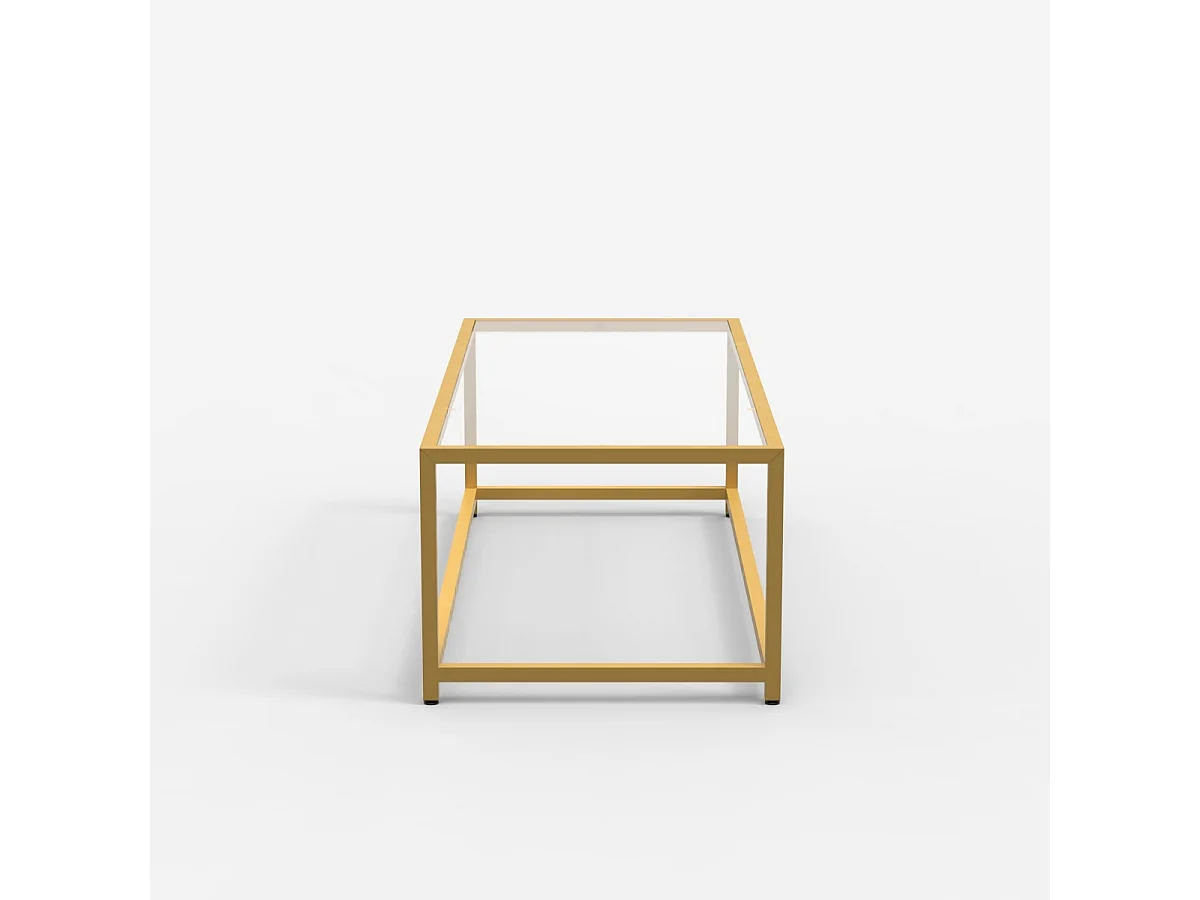 Mesa de centro rectangular de metal con tablero de cristal Berillo - Oro