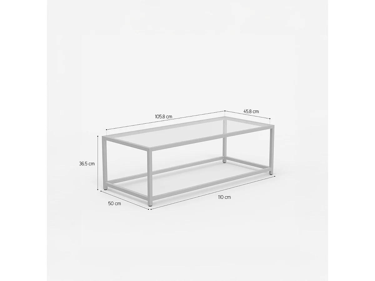 Mesa de centro rectangular de metal con tablero de cristal Berillo - Oro