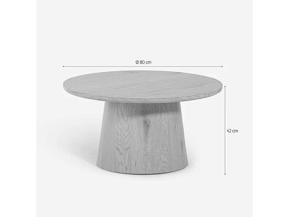 Mesa centro redonda de madera de 80cm para salón o sala de estar Nauru