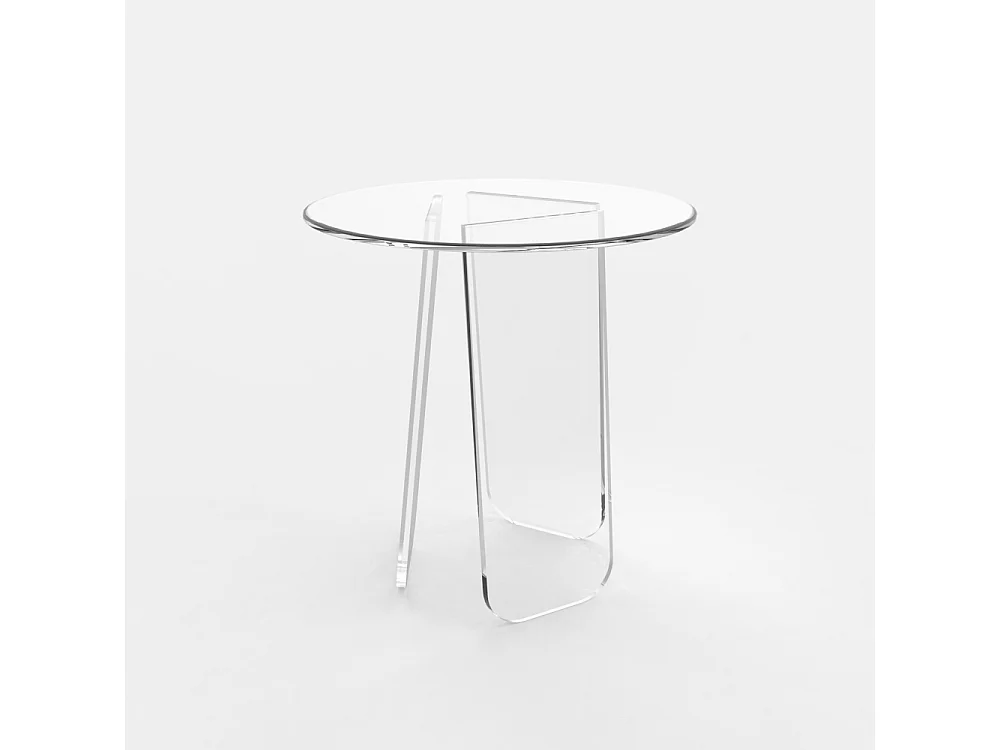 Tavolino da salotto trasparente rotondo 45cm design moderno Bridget