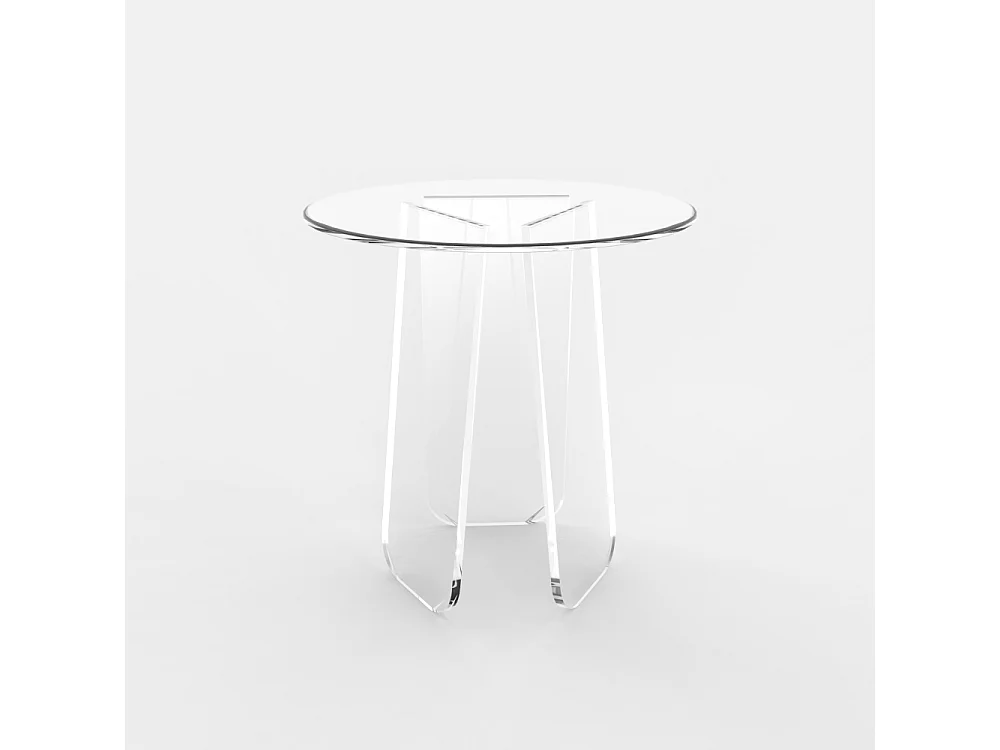 Tavolino da salotto trasparente rotondo 45cm design moderno Bridget