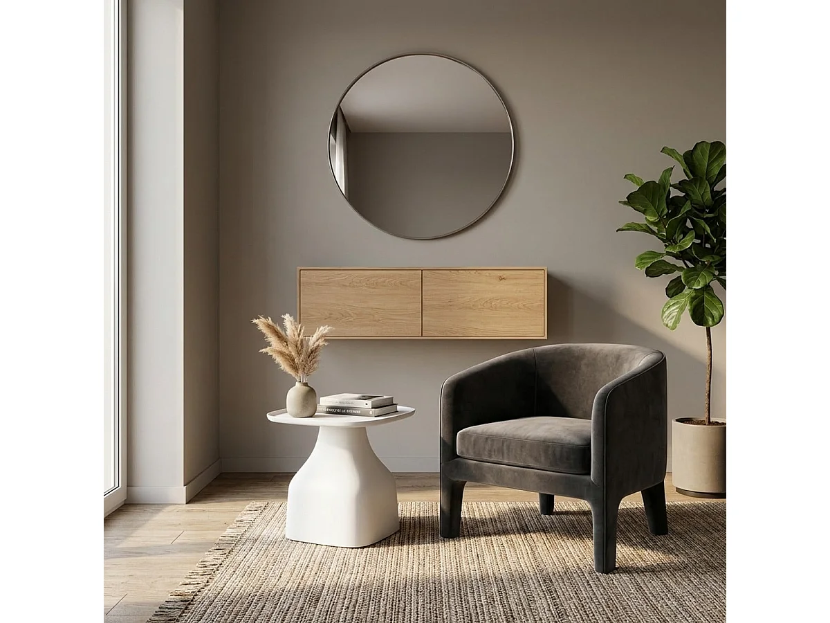 Niedriger Couchtisch 48x48cm für Wohnzimmer Küche Garten in modernem Design  Bell L - Weiß