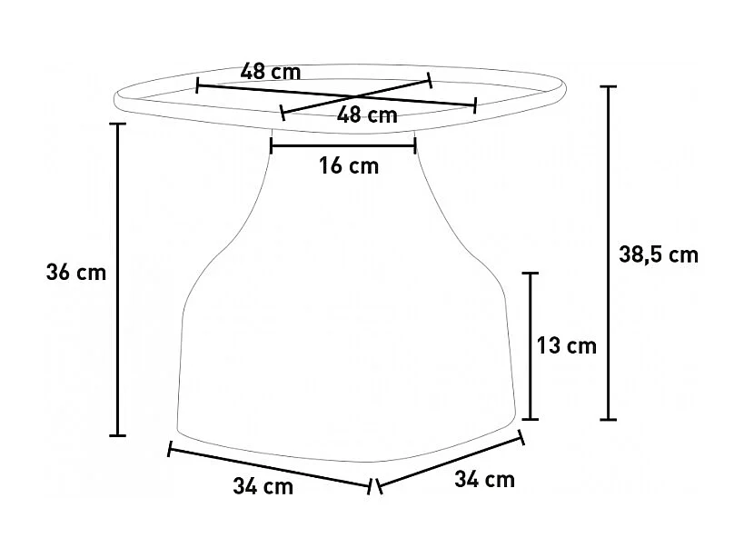 Niedriger Couchtisch 48x48cm für Wohnzimmer Küche Garten in modernem Design  Bell L - Weiß