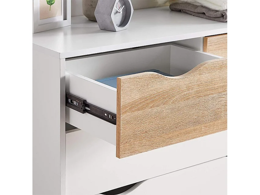Cómoda moderna estilo escandinavo blanco roble 5 cajones Kiricap