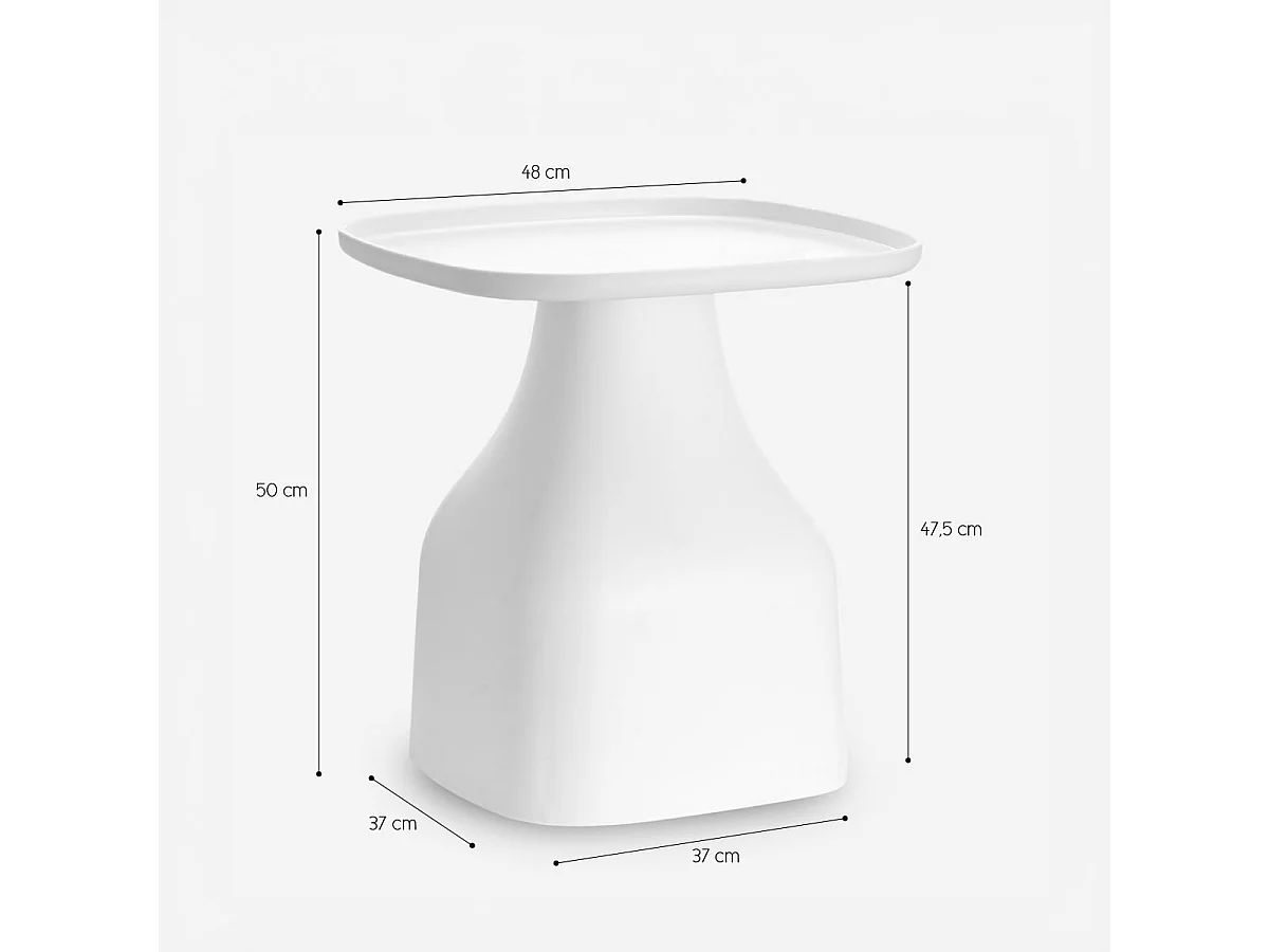 Table basse 48x48 moderne en plastique pour intérieur et extérieur Bell XL - Blanc