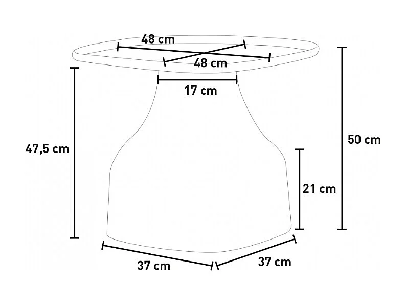 Table basse 48x48 moderne en plastique pour intérieur et extérieur Bell XL - Blanc