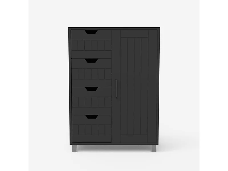 Meuble de salle de bain et chambre armoire 4 tiroirs 2 étagères Rendel - Gris