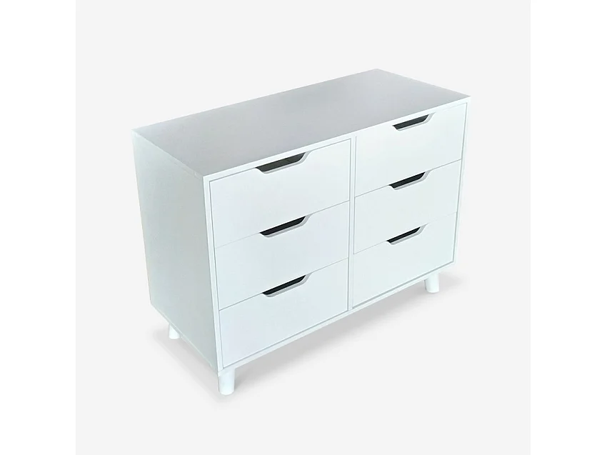 Schlafzimmer Sideboard Wohnzimmer 6 Schubladen weiß Kamil