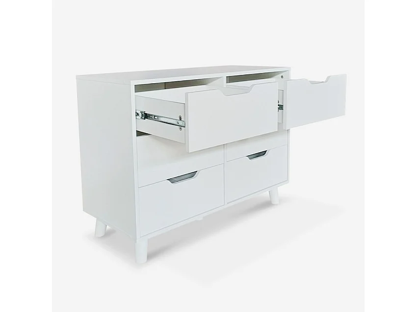 Schlafzimmer Sideboard Wohnzimmer 6 Schubladen weiß Kamil