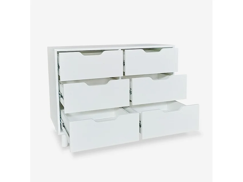 Schlafzimmer Sideboard Wohnzimmer 6 Schubladen weiß Kamil