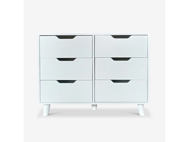 Schlafzimmer Sideboard Wohnzimmer 6 Schubladen weiß Kamil