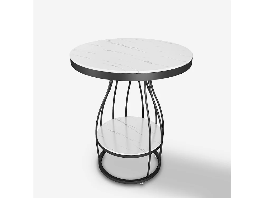 Mesa de centro redonda 50x63cm metal dorado negro y mármol Neep XL - Negro