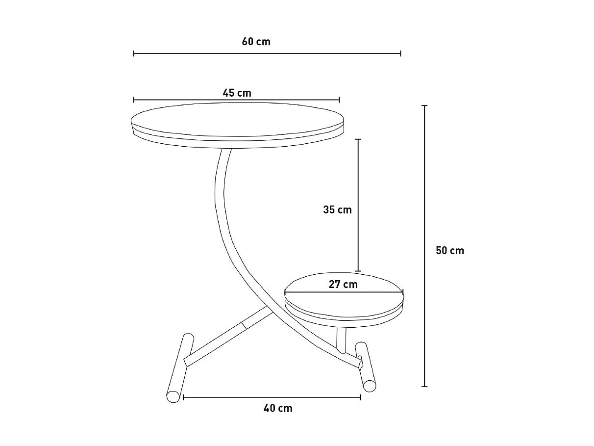 Eleganter Couchtisch mit 2 runden Marmorböden 45x50cm Marpes L - Weiß