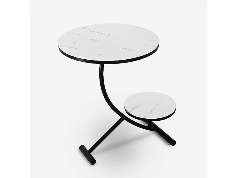 Eleganter Couchtisch mit 2 runden Marmorböden 45x50cm Marpes L - Weiß
