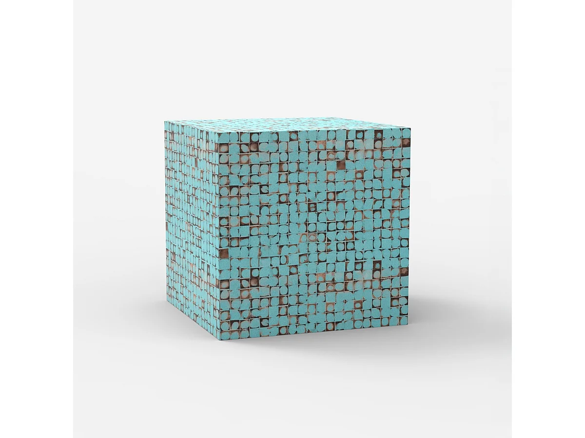 Table basse carrée contemporaine en bois incrusté Manju - Turquoise