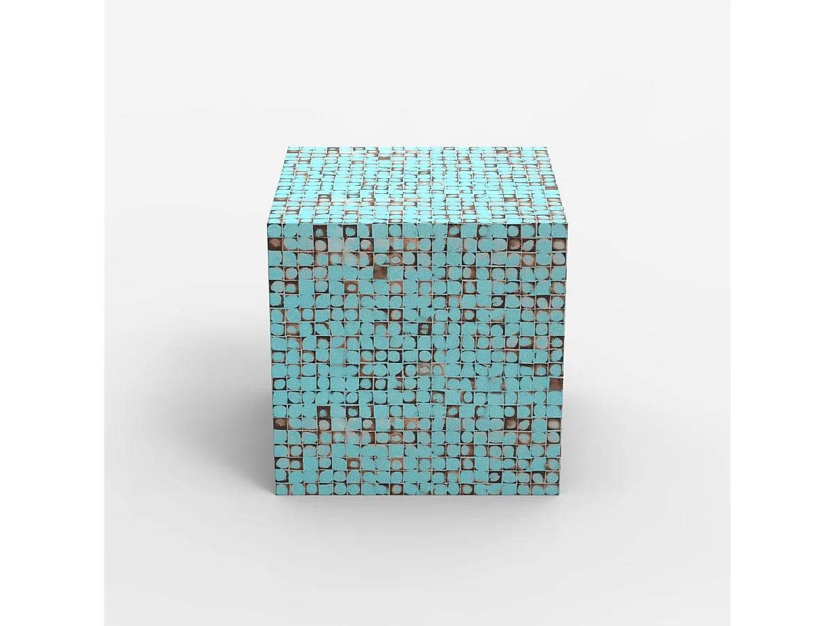 Mesa cuadrada moderna de salón de madera incrustada Manju - Azul
