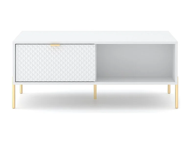 Mesa centro auxiliar para el salón con 2 puertas y receptáculo color blanco y dorado Oviedo
